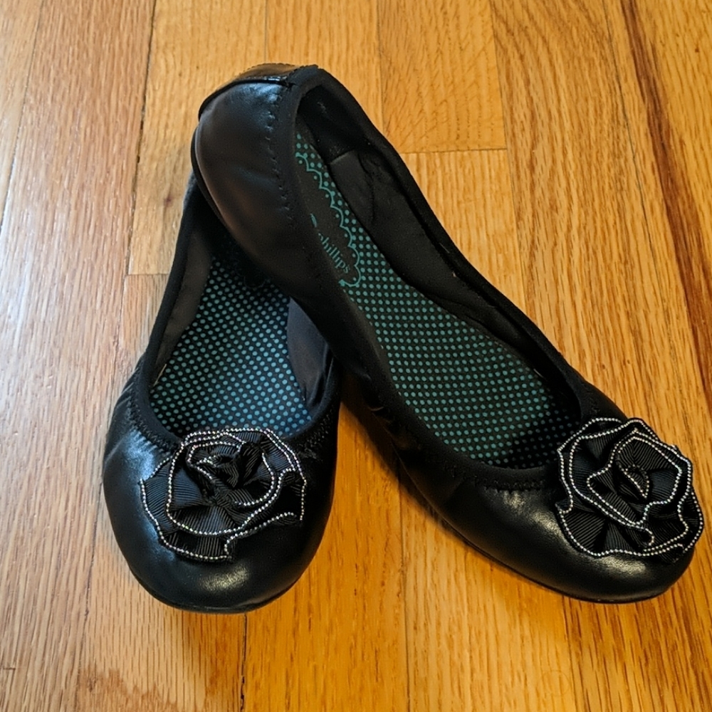 Black Leather Flats
